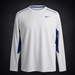 Nike Dri-Fit Long Sleeve Athletic Shirt White Blue Men’s XL Training